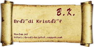 Bródi Kristóf névjegykártya